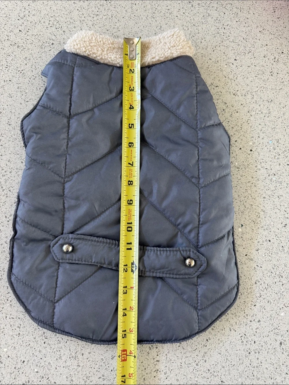 Dog Quilted Grey Jacket with Sherpa Collar and adjustable straps